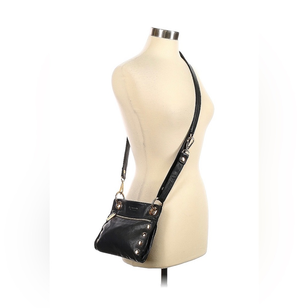 Hammitt Black Leather Crossbody with Gold Stud Accents